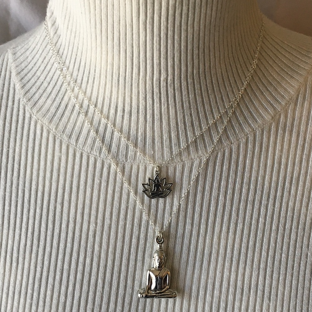 “Buddhist Awakening” Handmade 2-Layer Necklace, Buddha, Buddhism, Lotus Flower - Picture 5 of 16